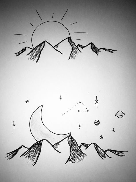 #sun #moon #matchingtattoos  #tattoo #galaxy #couple tattoos #blackandwhite Sun And Moon Mountain Tattoo Matching, Sun Moon Couples Tattoo, Celestial Couple Tattoo, Couple Tattoos Outdoors, Matching Sunset Tattoos, Nature Couple Tattoos, Couples Nature Tattoos, Cupels Tattoo, Sun And Moon Tattoo Matching Couple