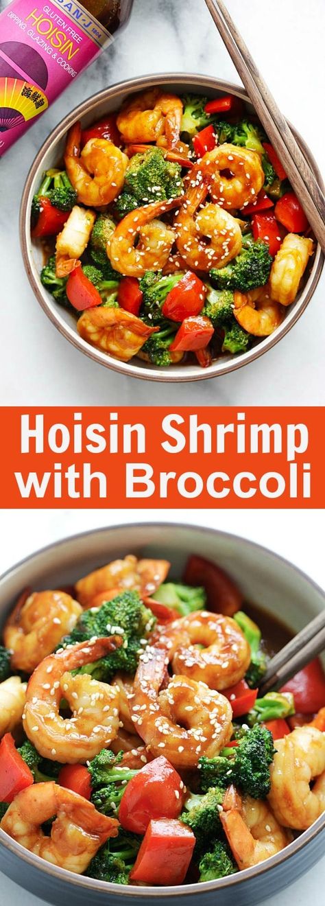 Hoisin Shrimp Recipes, Hoisin Shrimp, Recipes With Hoisin Sauce, Shrimp With Broccoli, Shrimp Paella, Stir Fry Shrimp Recipes, Easiest Dinner, Healthy Broccoli, Shrimp And Broccoli