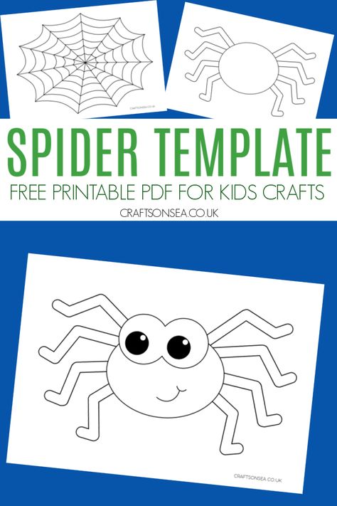 Free Printable Spider Template Easy Spider Crafts For Preschool, Preschool Crafts Printables, Spider Kids Craft, Spider Craft Kindergarten, Spider Theme For Preschool, Spider Printables Free, Spider Craft Preschool, Preschool Spider Crafts, Spider Preschool Crafts