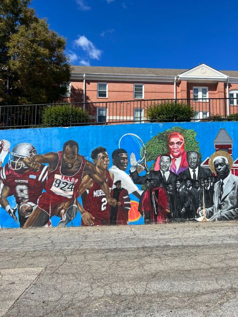 Wall at Morehouse College ATL, Ga Atl City Aesthetic, Morehouse College Aesthetic, College Aesthetic Hbcu, Morehouse College, Vintage Hbcu Photos, Houston Community College, College Aesthetic, College Life, Black Art