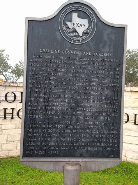 Site of Ursuline Convent and Academy Marker. Click for full size. Yellow Fever, School Campus, School Opening, Paid Advertising, Public Education, Travel South, Junior High School, Junior High, Galveston