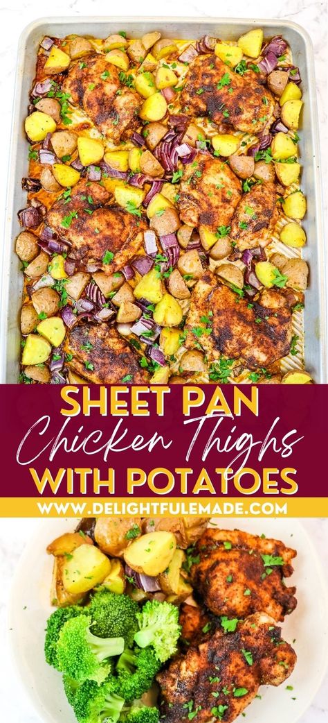 Sheet Pan Chicken Thigh Recipes, Boneless Chicken Thigh Sheet Pan Recipes, 1 Pan Chicken And Potatoes, Sheet Pan Dinners Chicken Potatoes, Boneless Chicken Thigh And Potato Recipes, Sheet Pan Chicken Thighs And Potatoes, Baked Chicken Thighs Boneless Skinless, Chicken Thigh Sheet Pan Dinner, Baked Chicken Thighs Boneless