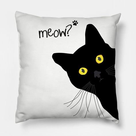 A curious kitty checking you out. -- Choose from our vast selection of throw pillows to match with your desired size to make the perfect custom pillow. Pick your favorite: Movies, TV Shows, Art, and so much more! Available in extra small, small, medium, large. For beds, couches/sofas, love seats, and chairs. Perfect for decoration. Cat Pillows, Black Cat Pillow, Seasonal Pillows, Cat Motif, Cat Embroidery, Cat Cushion, Cat Products, Nice Nails, Black Cat Art