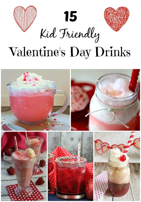 15 Kid Friendly Valentine's Day drink recipes Drinks For Kids, Valentines Tea Party, Valentine Drinks, Holiday Beverages, Easy Mocktail Recipes, Mocktail Drinks, Kid Friendly Drinks, Valentine Tea, Alcohol Free Drinks