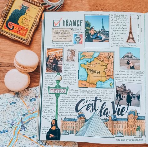 Travel Journal Pages, Scrapbook Design Layout, Diy Photo Book, Travel Journal Scrapbook, Travel Art Journal, Holiday Scrapbook, Travel Collage, Diy Travel Journal, Travel Album