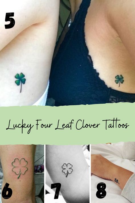 Luckiest Four Leaf Clover Tattoos - tattooglee 5 Leaf Clover Tattoo, Irish Clover Tattoo, Four Leaf Clover Tattoos, Tatoo Ring, 4 Leaf Clover Tattoo, Grandchildren Tattoos, Sister Tats, 5 Leaf Clover, Tatts Ideas