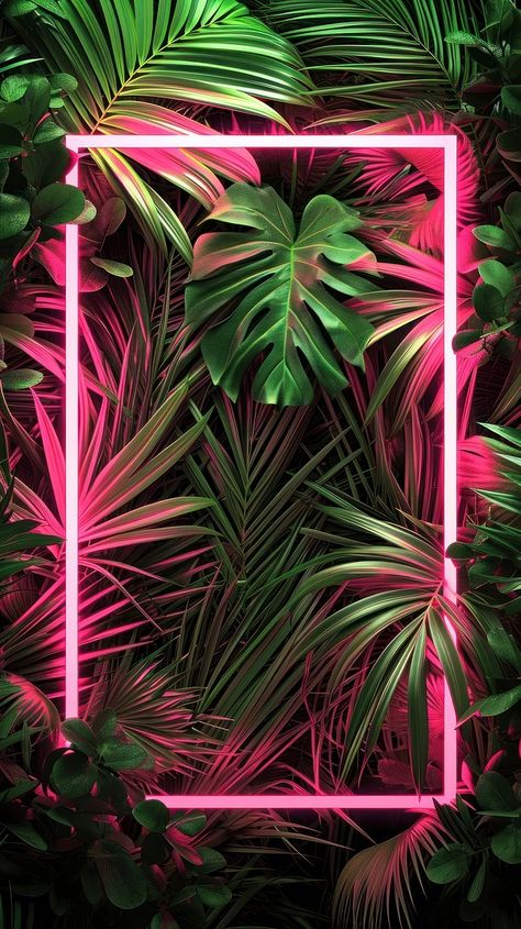 Tropical outdoors nature jungle. | Premium Photo - rawpixel Neon Nature Aesthetic, Miami Graphic Design, Flamingo Wallpaper Iphone, Iphone Wallpaper Neon, Euphoric Aesthetic, Iphone Neon Wallpaper, Vivid Aesthetic, Neon Plants, 2025 Pink