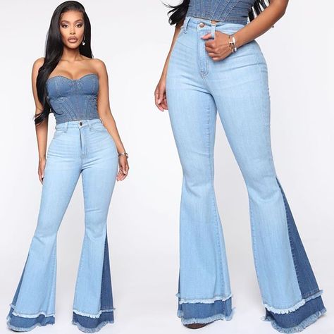 FashionNova.com (@fashionnova) • Instagram photos and videos Fashion Nova Plus Size, Blue Flare Jeans, Size 16 Women, Flare Denim Jeans, Wide Leg Dress Pants, Bottom Jeans, Flare Leg Jeans, Fashion Nova Jeans, Curve Dresses