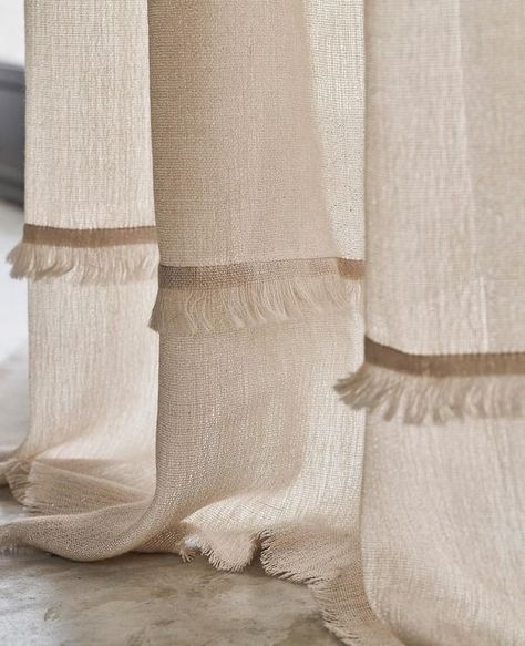 Fringe Curtains, Curtain Detail, Decorative Curtains, Linen Curtain, Glam Curtains, Ideas Recibidor, Luxury Curtains Living Room, Livng Room, Layered Curtains