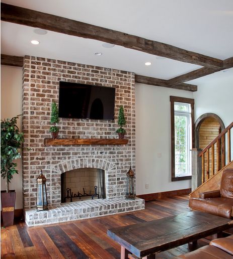 Fireplace Mantle Designs, Brick Fireplace Mantles, Brick Restoration, Mantle Design, Red Brick Fireplaces, Design Fireplace, White Wash Brick, Brick Fireplace Makeover, Budget Design