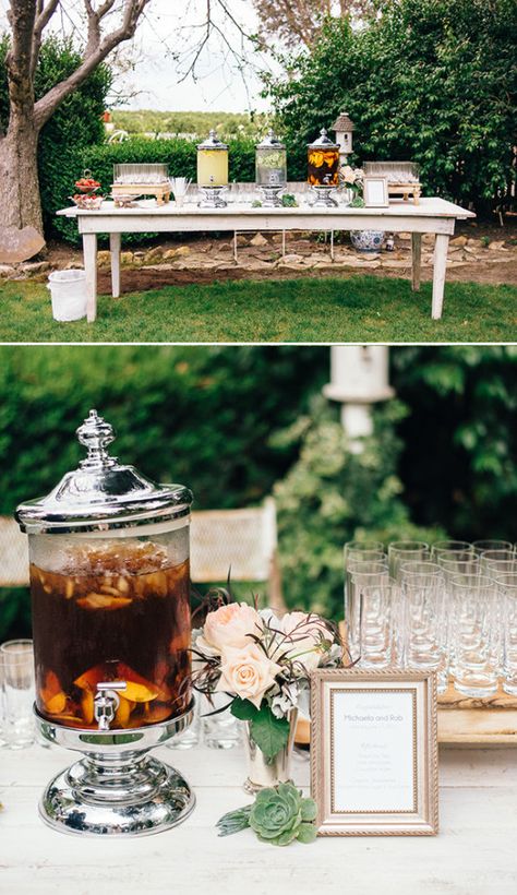 Wedding Refreshment Table, Welcome Drinks Wedding, Wedding Refreshments, Whimsical Vintage Wedding, Drinking Station, Refreshment Table, Refreshments Table, Wedding Drink Bar, Dove Release