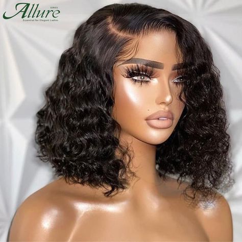 12 Inch Deep Wave Wig, 12 Inch Curly Wig, Short Curly Bob Wigs For Black Women, Water Curls Wig, Curly Bob Side Part, Short Deep Wave Wig, Cute Wigs For Black Women, Short Curly Wig Hairstyles, Short Water Wave Wig