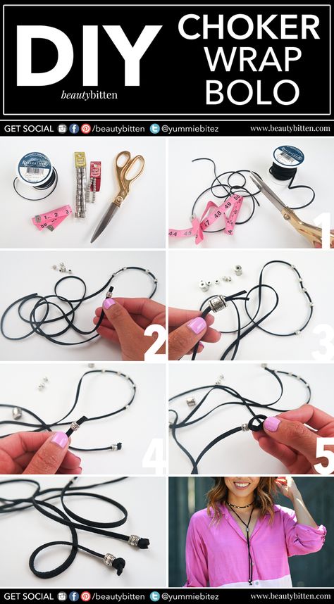 Chocker Neckless Diy, How To Make A Choker, Chockers Diy, Wrap Necklace Diy, Diy Choker Necklace Tutorials, Diy Chockers, Boho Bracelets Diy, Choker Diy, Diy Choker Necklace