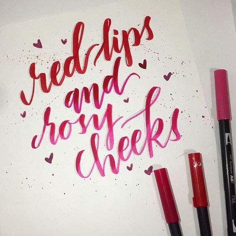 Red Lips And Rosy Cheeks, Learn Modern Calligraphy, Tombow Brush Pen, Classroom Discussion, Rosy Cheeks, Brush Pens, Class Design, Calligraphy Letters, Modern Calligraphy