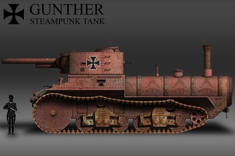 Gunther (No.1739) Steampunk Tank by KevinTinierme on DeviantArt Steampunk Tank, Ww1 Tanks, Fantasy Tank, Dieselpunk Vehicles, Tanks Modern, Steampunk Vehicle, Tank Armor, Tank Destroyer, Military Artwork