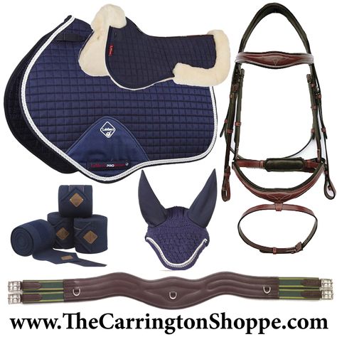 Navy Blue Horse Tack, Horseland Oc, English Tack Sets, Horse Outfits, Tack Trunk, Horse Riding Outfit, Show Jumping Horses, Horse Riding Clothes, Rodeo Horses