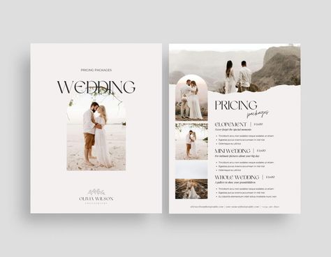 Wedding Price List, Wedding Pricing, Wedding Pricing Guide, Photography Pricing Template, Wedding Packages Prices, Photography Pricing Guide, Package Template, Boho Photography, Pricing Guide Photography