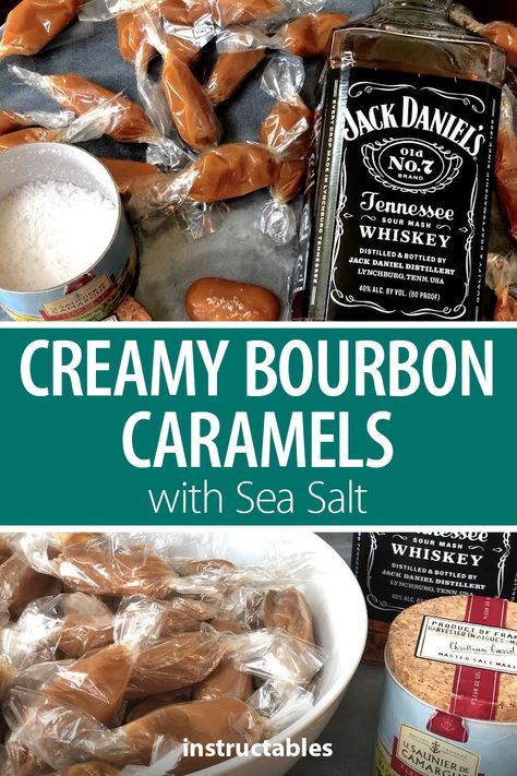 Bourbon Caramel Candy, Candy With Alcohol, Bourbon Toffee Recipe, Liquor Infused Candy, Bourbon Candy Recipes, Alcohol Soaked Candy, Boozy Candy Recipes, Home Made Candy For Christmas, Alcohol Candy Recipes