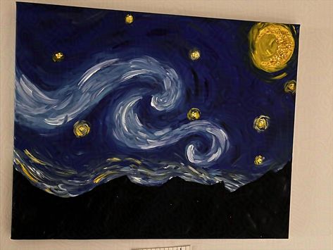 The stary night with a glitter take Done in 2018 by parker vos #art #vangogh #gliter #painting Art Vangogh, Van Gogh, Creative Art, Glitter, Art