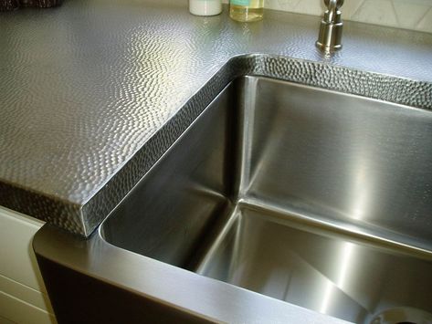 We usually see certain materials trend for the countertops we make. We've seen an uptick in zinc and walnut recently. Some materials just always remain in high… Stainless Steel Kitchen Countertops, Copper Countertops, Metal Countertops, Steel Countertops, Danish Kitchen, Stainless Steel Countertop, Steel Counter, Steel Countertop, Replacing Kitchen Countertops