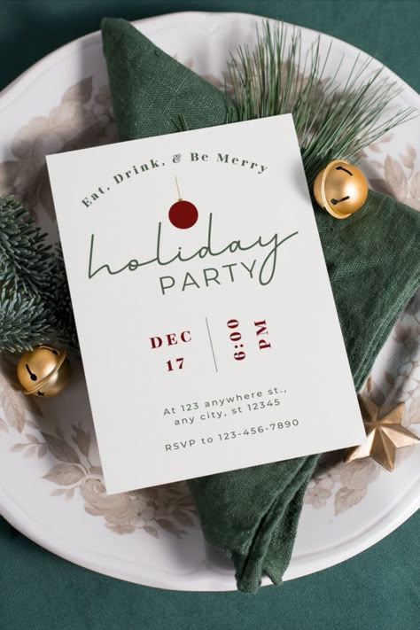 Minimal Christmas Party Invite | Minimal Holiday Party Invite | Holiday Party Invitation | Customizable Holiday Party Invitation | Digital Holiday Party Invitation | Holiday Party Invite Template Xmas Party Invitations, Holiday Party Invite, Christmas Party Invite, Minimalist Invitation, Christmas Campaign, Bookmark Card, Holiday Party Invitation, Golden Christmas, Minimal Christmas