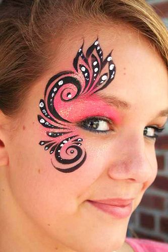 face painting ideas #48 Carnaval Make-up, Adult Face Painting, Girl Face Painting, Face Painting Easy, Kids Face Paint, Face Painting Halloween, Face Painting Designs, Halloween Make Up, Fantasy Makeup