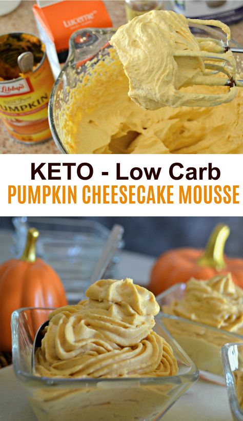 Pumpkin Cheesecake Mousse, Cheesecake Mousse Recipe, Low Carb Pumpkin Cheesecake, Smoothies Healthy, Pumpkin Mousse, Counting Macros, Fun Dessert, Quick Cake, Postre Keto