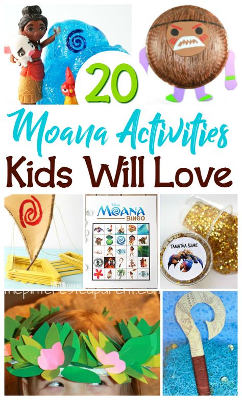 Whether you're planning a Moana themed party or just want to keep the kids busy these Moana crafts and activities for kids are the most fun! Moana Crafts, Festa Moana Baby, Moana Theme, Moana Themed Party, Crafts And Activities For Kids, Moana Birthday Party, Moana Party, Moana Birthday, Camping Crafts