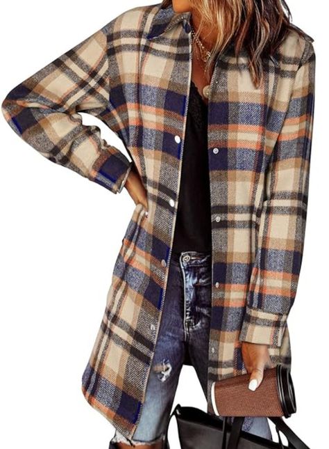 Color Block Plaid Shacket Jacket Womens Fall Fashion 2023 Outfits Long Sleeve Button Down Flannel Shirts Coats Clothes Fashion Outfits, Fall Clothes For Women, Style Flannel, Plaid Shacket, Womens Jackets Casual, Flannel Shirts, Flannel Women, Fall Clothes, Long Sleeve Flannel