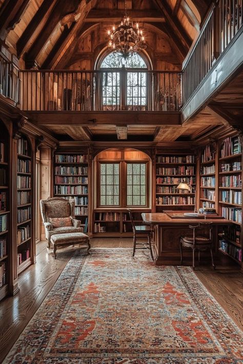 Create a Timeless Retreat with Classic Home Libraries 📚✨ Design a cozy and elegant home library with classic decor. Use rich wood, vintage furniture, and plenty of books for a sophisticated reading nook. 🌿🕰️ #HomeLibrary #HomeDecor #ClassicStyle #ReadingNook Home Library Rustic, A Big Library, Grand Home Library, Homes With Libraries, Modern Farmhouse Library Room, House Library Room, Amazing Home Library, Home Library Small Room, Cozy Castle Interior