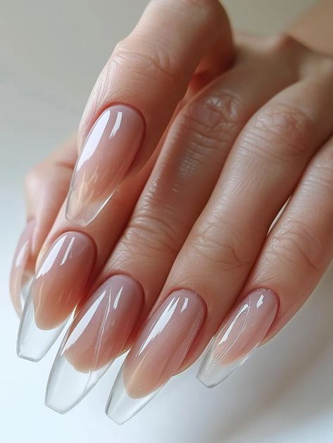 Midjourney AI Image: A set of elegant long nails with transparent gel polish on a white background in the style of beauty... → more in ai-img-gen.com Long Clear Nails, Elegant Long Nails, Polished Nails, Nude Polish, Clear Nails, Long Nails, Gel Polish, White Background, Nail Polish