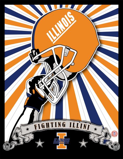 Illinois Fighting Illini sunburst Illinois Football, Big Ten, Alma Mater, College Sports, Illinois, University, Fathers Day, Football, Sports