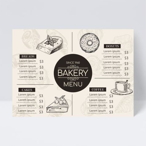 Desserts Menu Design, Shop Menu Design, Menu Cake, Donut Dessert, Bakery Menu, Menu Design Template, Simple Dessert, Discount Banner, Desserts Menu