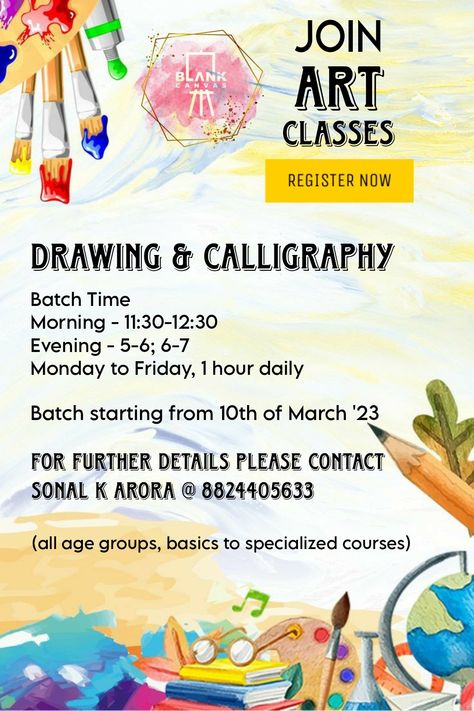 Poster Making Class 11, Drawing Classes Pamphlet, Drawing Class Poster Design, Painting Workshop Poster, Drawing Competition Poster, Art Class Flyer, Art Workshop Poster, Tuition Flyer, Pamplet Design