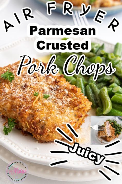 Parmesean Crusted Pork Chops, Parmesean Pork Chops, Air Fryer Boneless Pork Chops, Air Fry Pork Chops, Air Fryer Recipes Pork, Cheese Pork Chops, Crusted Pork Chops, Parmesan Crusted Pork Chops, Boneless Pork Chop Recipes