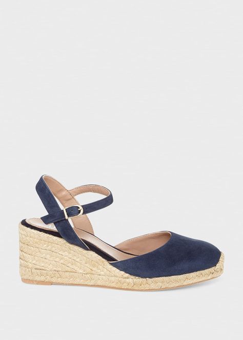 Shop Elodie Espadrille by HOBBS online - all the latest luxury British fashion along with exclusive online offers. Free UK delivery for all orders over £150. Ankle Tie Espadrilles, Blue Espadrilles, Hobbs London, Wedge Espadrilles, Buckled Heels, How To Stretch Boots, Ladies Of London, Espadrille Sandals, Suede Wedges