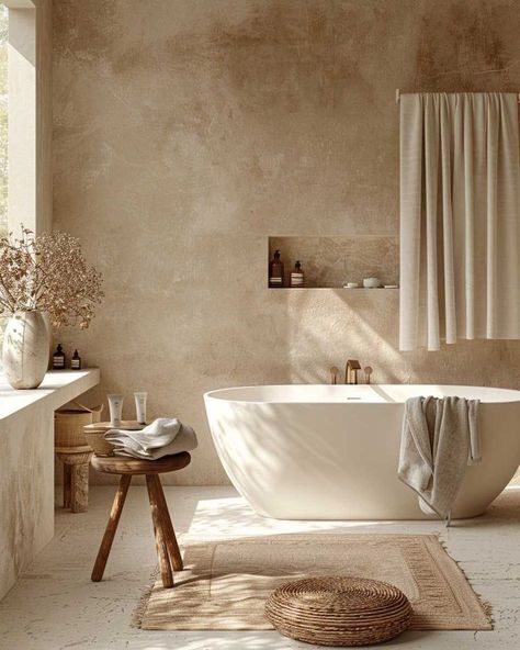 Curated Bathroom, Wall Panels Ideas, Concrete Wall Panels, Zen Bathroom, Bathroom Wall Panels, Beige Bathroom, Bathroom Inspiration Decor, Minimalist Bathroom, Contemporary Interior Design