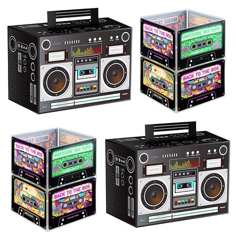 PRICES MAY VARY. Package includes: there are 4 pieces of music party decorations in the package, including 2 pieces of 80s theme boom box centerpieces and 2 pieces of cassette tape buckets, it is sufficient to meet your various decoration needs, adding a strong retro themed party atmosphere Reliable material: these 80's theme retro decorations are made of quality materials, lightweight and non fading, they will bring you a lot of retro feeling; However, you need to notice that the handle is weak Hip Hop Party Theme, Bucket Centerpiece, Kids Party Centerpieces, 90s Party Decorations, Music Party Decorations, 80s Party Decorations, 80s Birthday Parties, 90s Theme Party, 80s Theme Party