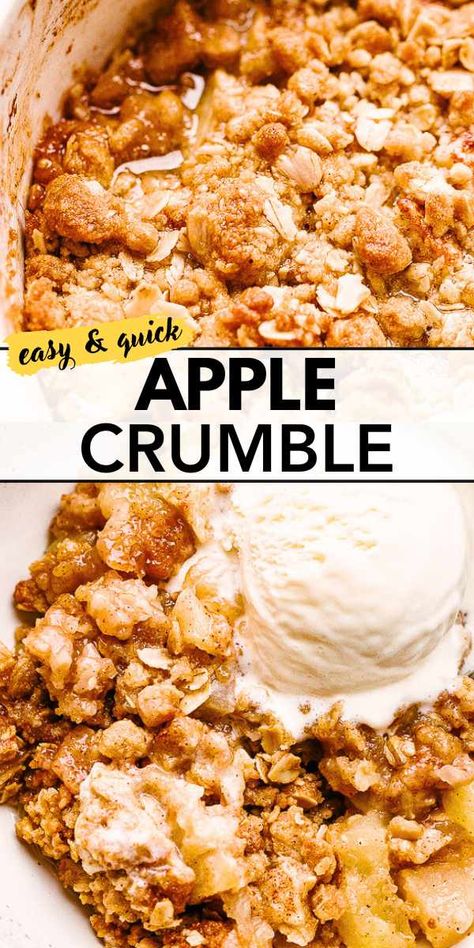 This homemade Apple Crumble is loaded with apples and cinnamon, plus a sweet buttery crumble on top, and it's baked until tender, caramelized, and golden! The Best Apple Crumble, Best Apple Crumble Recipe, Best Apple Crumble, Easy Apple Crisp Recipe, Apple Crumble Recipe, Apple Crisp Easy, Crumble Recipe, Apple Crisp Recipes, Fall Flavors