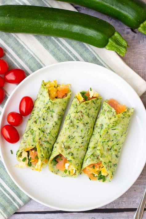 Veggie-loaded zucchini tortillas are a delicious, low-carb, high-protein breakfast wrap that you can load up with your favorite toppings! Add some scrambled eggs and lox to these tortilla wraps for a high protein breakfast, or serve these zucchini wraps with breakfast potatoes. Make a batch of zucchini wraps and reheat for a quick and easy weekday breakfast!