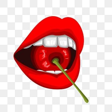 Lips Eating, Poetry Cafe, Lips Vector, Cherry Illustration, Cherry Drawing, Eating Fruit, Female Lips, Fruits Drawing, 2d Illustration