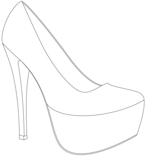 High Heel Drawing Template At Paintingvalley | Explore inside High Heel Template For Cards High Heel Drawing, Heel Drawing, Woodland Shoes, Shoe Template, Mens Winter Shoes, Designer Wedding Shoes, Wedding Shoes Comfortable, Drawing Template, Shoes Drawing