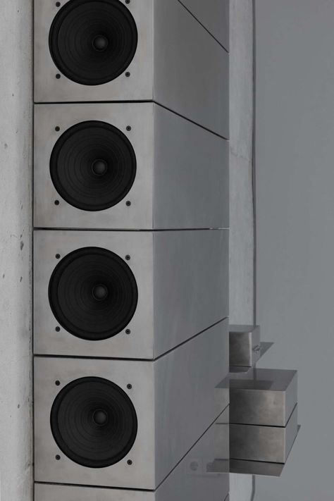 Audio Cabinet, Sound Room, Minimal Architecture, Brutalist Design, Speaker Systems, Sound Systems, Workshop Design, Listening Room, Audio Room