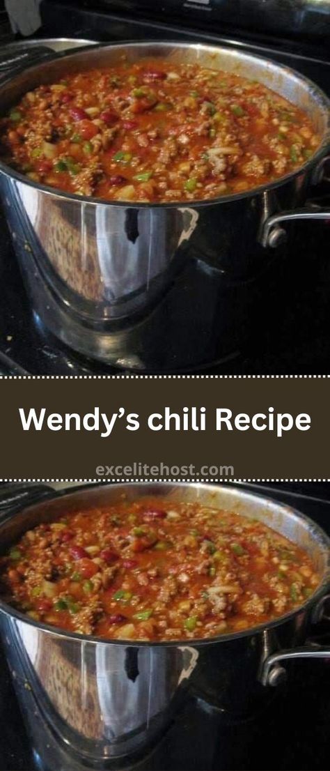 Ingredients 2 pounds fresh ground beef 1 quart tomato juice 1 (29-ounce) can tomato purée 1 (15-ounce) can red kidney beans, drained 1 (15-ounce) can Wendy’s Chilli Recipe Crockpot, Wendys Chili Recipe Crockpot Easy, Grandma's Chili Recipe, Chili Recipe Wendys Copycat Recipes, The Best Homemade Chili, Windy Chili Recipe, Wendys Chilli Recipes, Non Spicy Chili Recipe, Wendy’s Chili Recipe Copycat