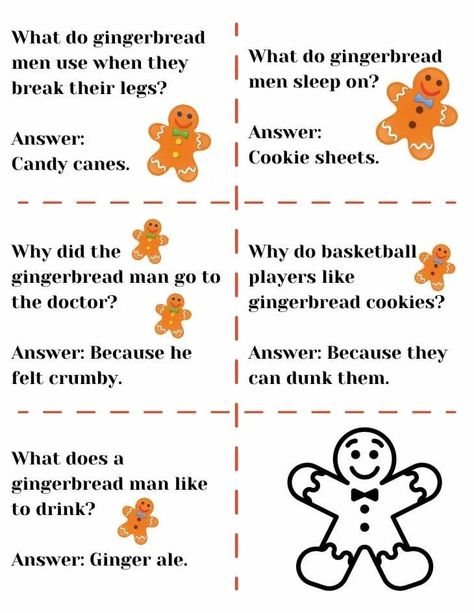 Gingerbread Man Quote, Kids Jokes And Riddles, Christmas Jokes For Kids, Holiday Jokes, Jokes About Men, Lunchbox Jokes, Gingerbread Party, The Gingerbread Man, Christmas Gingerbread Man