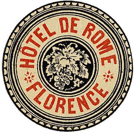 hotel de rome florence italy | Art of the Luggage Label | Flickr Vintage Hotels, Luggage Labels, Vintage Packaging, Italy Art, Travel Stickers, Vintage Graphic Design, Vintage Lettering, Vintage Typography, Vintage Labels