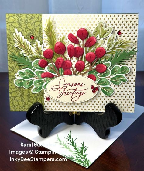 Stampin’ Up! Golden Greenery Season’s Greetings Card – Inky Bee Stampers Christmas Card Wishes, Create Christmas Cards, Seasons Greetings Card, Holiday 2024, Stampin Up Christmas Cards, Ready For Christmas, Embossed Cards, Stampin Up Christmas, Card Making Tutorials