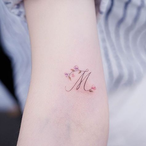 Geometric Dandelion, Letter M Tattoos, Hello Tattoo, Tato Minimal, Small Girly Tattoos, M Tattoos, Cross Tattoos For Women, Cool Wrist Tattoos, Quote Tattoo