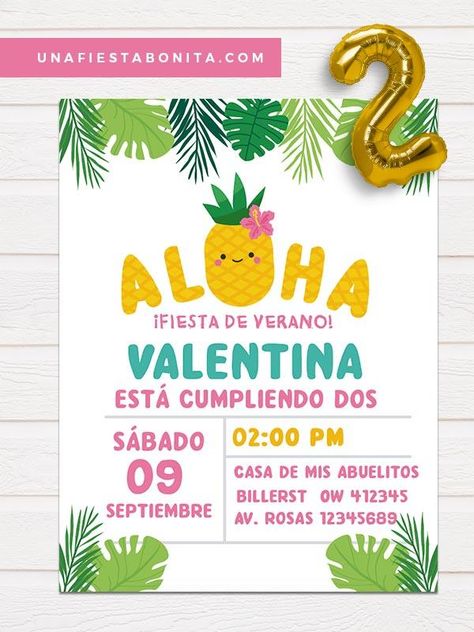 Summer Invitation, نباتات منزلية, Fiesta Tropical, Flamingo Party, Tropical Party, Printed Invitations, Diy Party Decorations, Party Planner, Party Printables