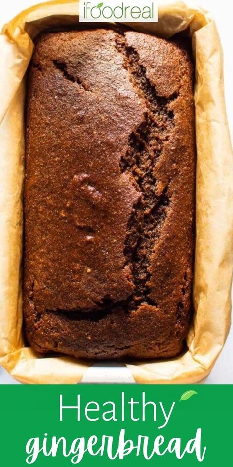 Naturally sweetened Healthy Gingerbread Loaf is moist and slightly sticky, made with warming spices, applesauce and whole wheat or spelt flour. The result is a lighter, guilt free homemade gingerbread treat based on a holiday classic! Cranberry Pumpkin Bread, Ginger Loaf Cake, Easy Gingerbread Recipe, Gingerbread Loaf Recipe, Pumpkin Cranberry Bread, Healthy Gingerbread, Cranberry Pumpkin, Gingerbread Loaf, Paleo Banana Bread